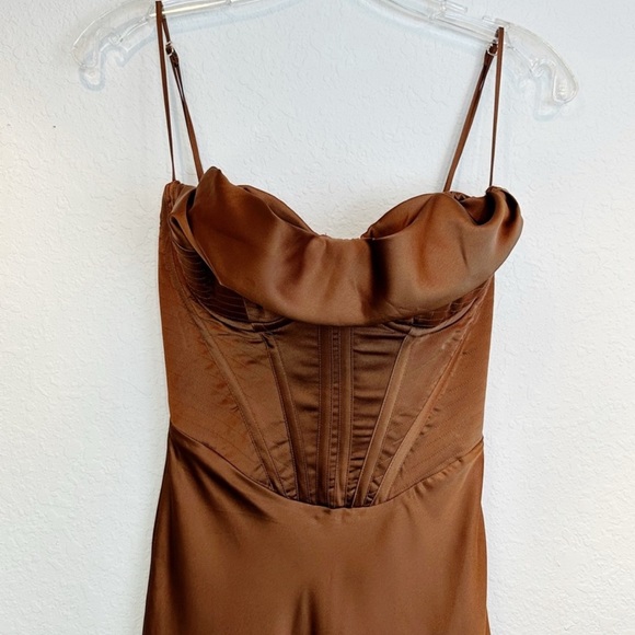 House of CB “Charmaine” Midaxi Chocolate Gown XS NWT - Picture 11 of 16